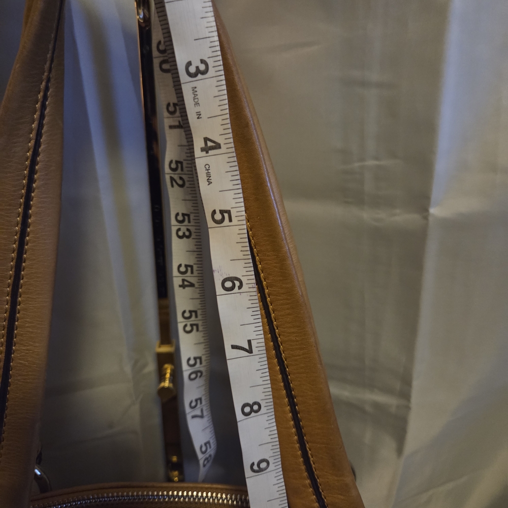 B. Makowsky Genuine Leather Satchel Tan Brown Shoulder Bag w/ Dust Bag - Picture 16 of 17